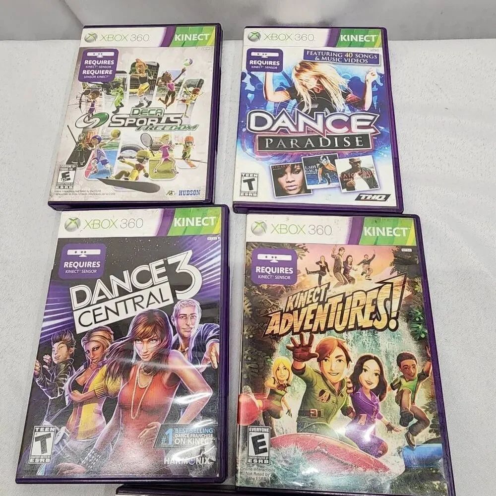 XBOX Kinect Lot of 4 Games Dance Paradise, Kinect Adventures, Dance 3 Untested